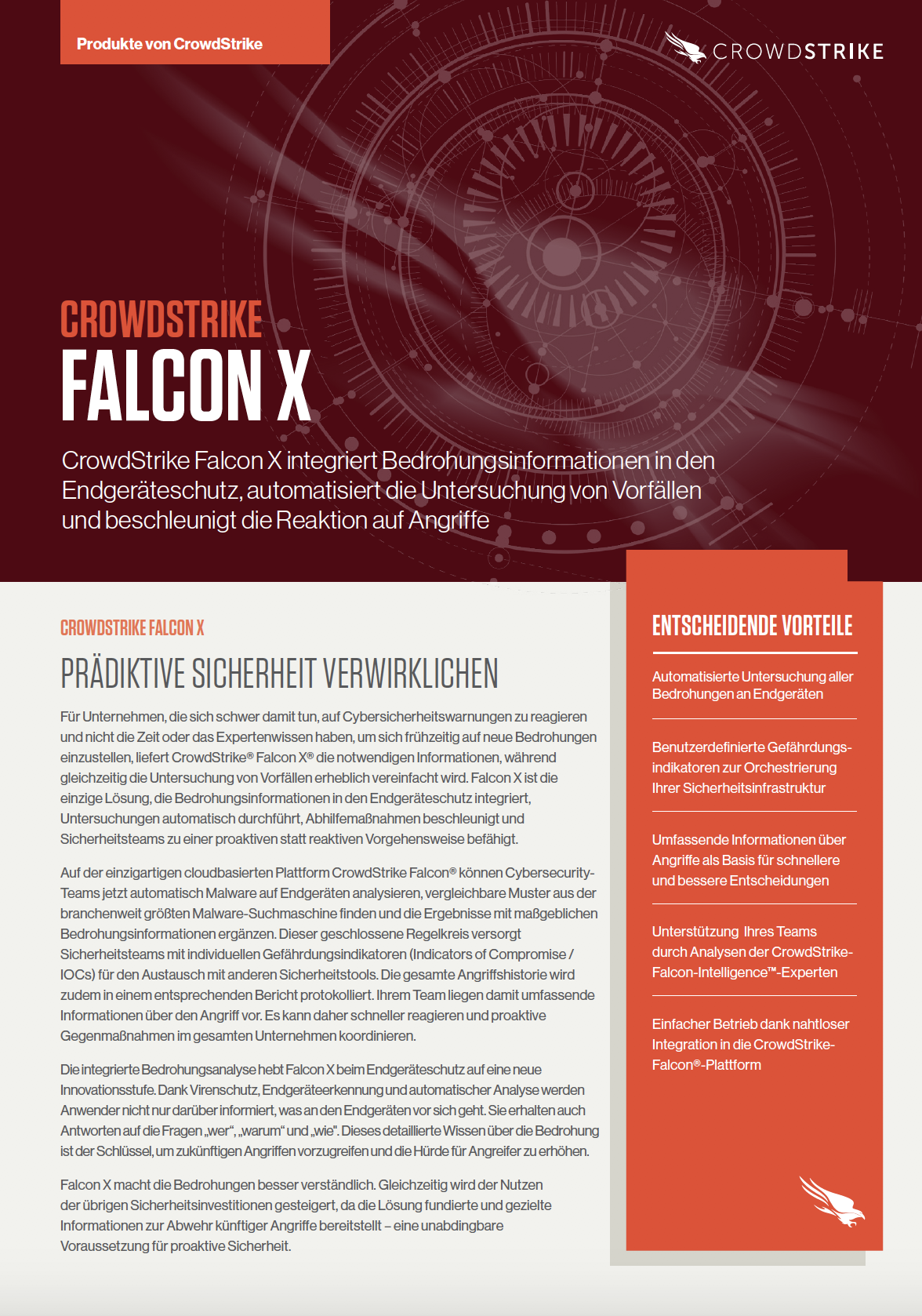 German Falcon X Data Sheet Cover