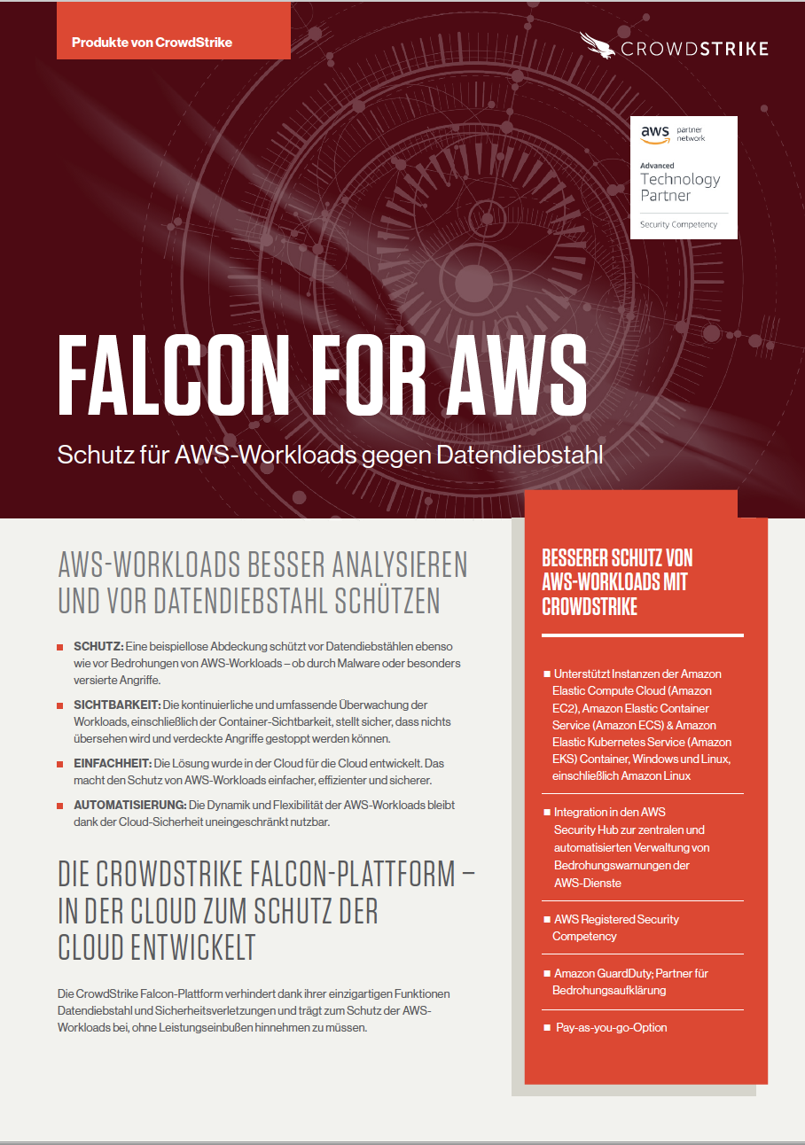 german cover of falcon for aws data sheet